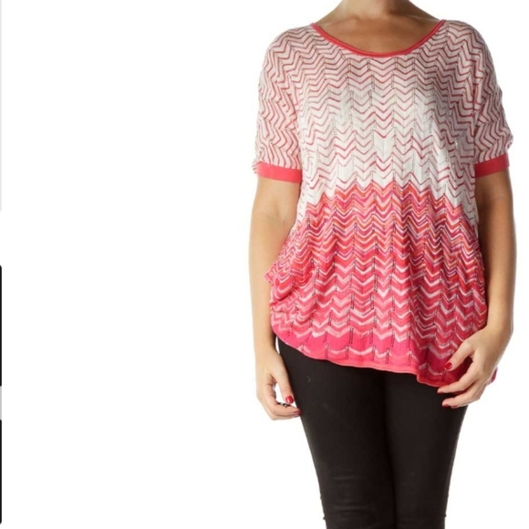 BCBG Maxazria Pink &White Knit Sweater Top Azaeleacom OS One Size fits m… - Picture 1 of 16